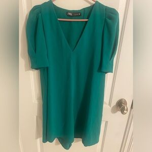 Zara Green Dress V Neck
